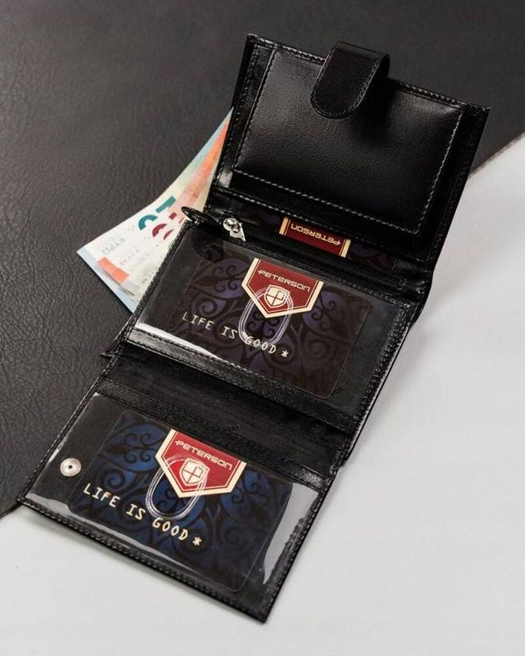 Portfel, czarny, skórzany, Peterson