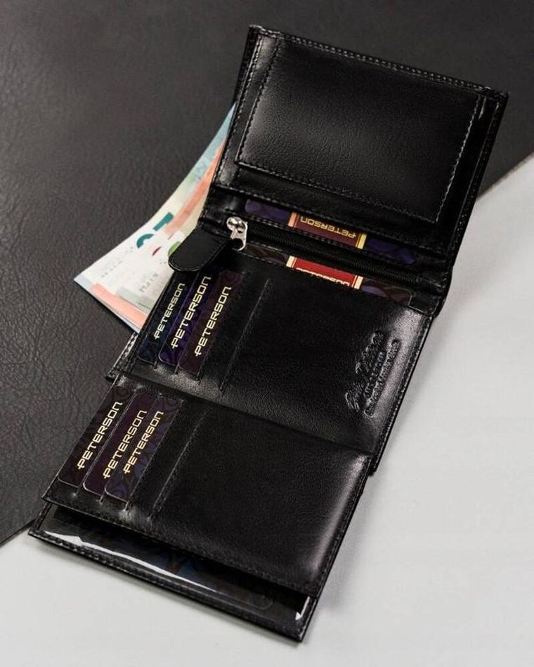 Portfel, czarny, skórzany, Peterson