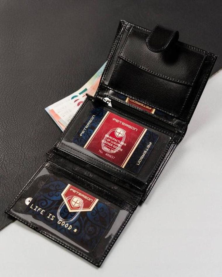 Portfel, czarny, skórzany, Peterson