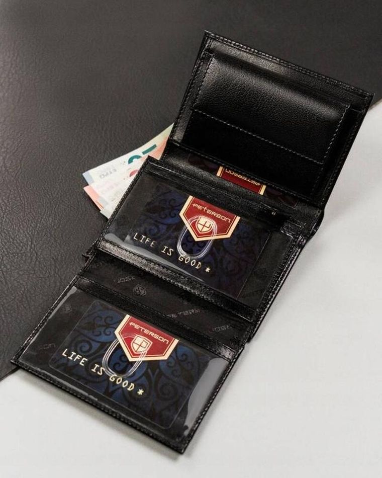Portfel, czarny, skórzany, Peterson