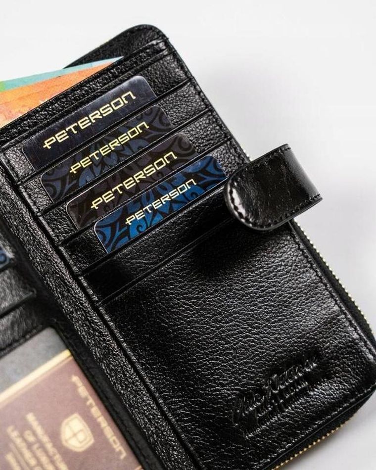 Portfel, czarny, skórzany, Peterson