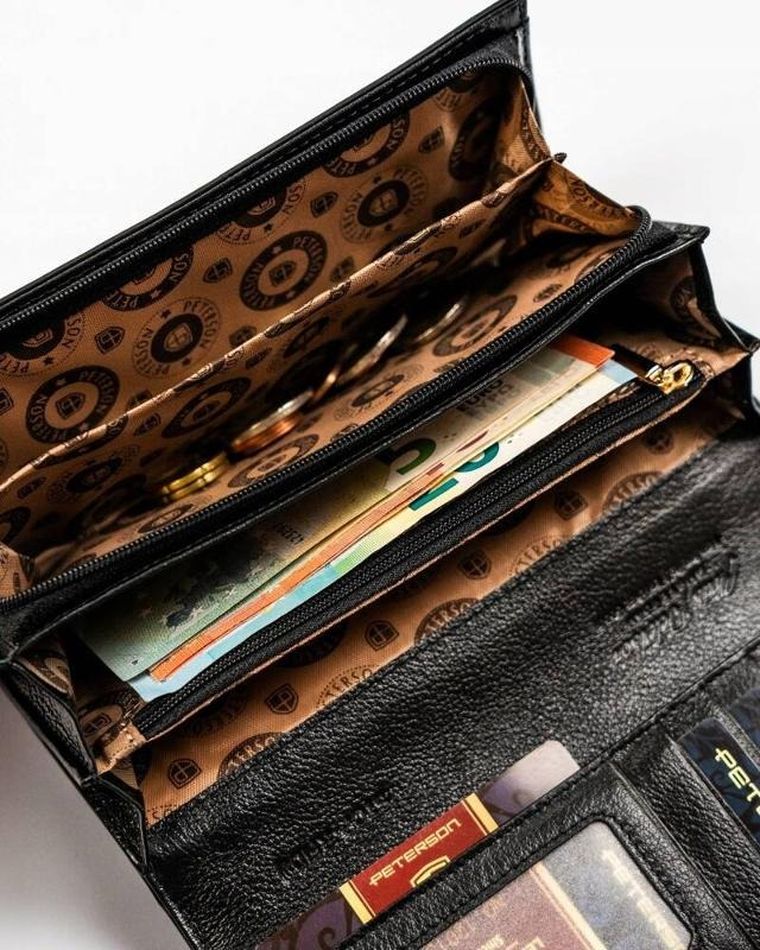 Portfel, czarny, skórzany, Peterson