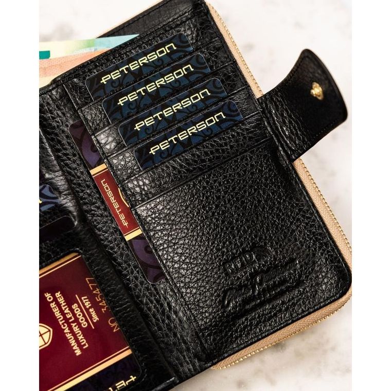 Portfel, czarny, skórzany, Peterson
