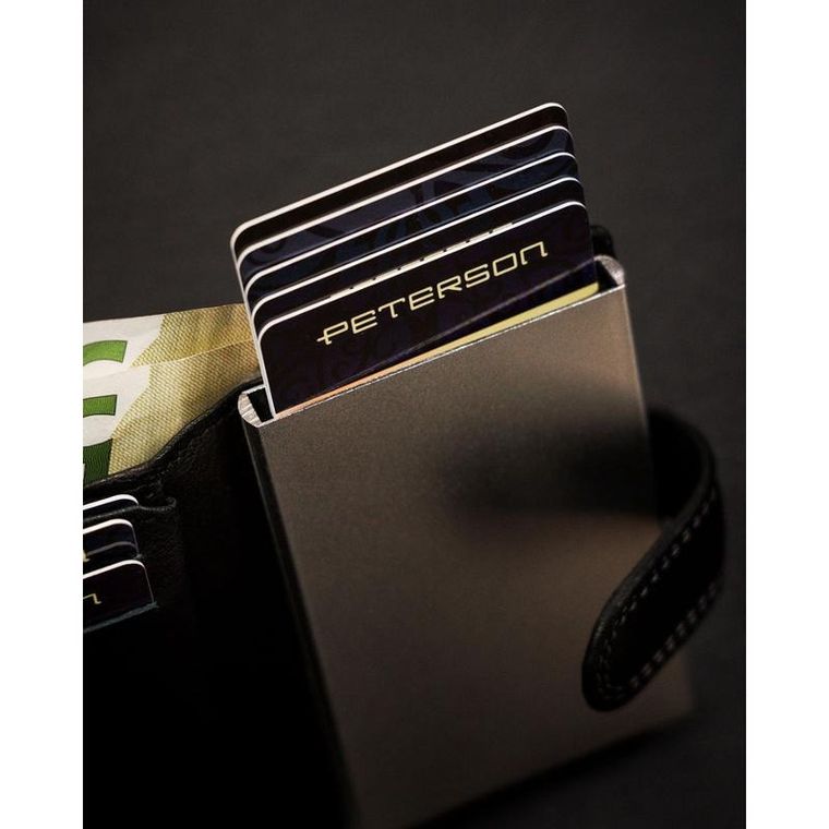 Portfel, czarny, skórzany, Peterson