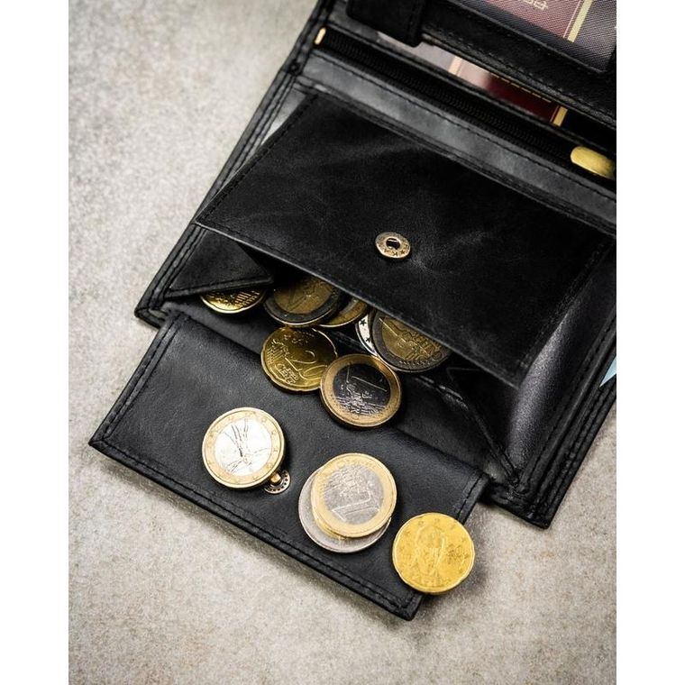 Portfel, czarny, skórzany, Peterson