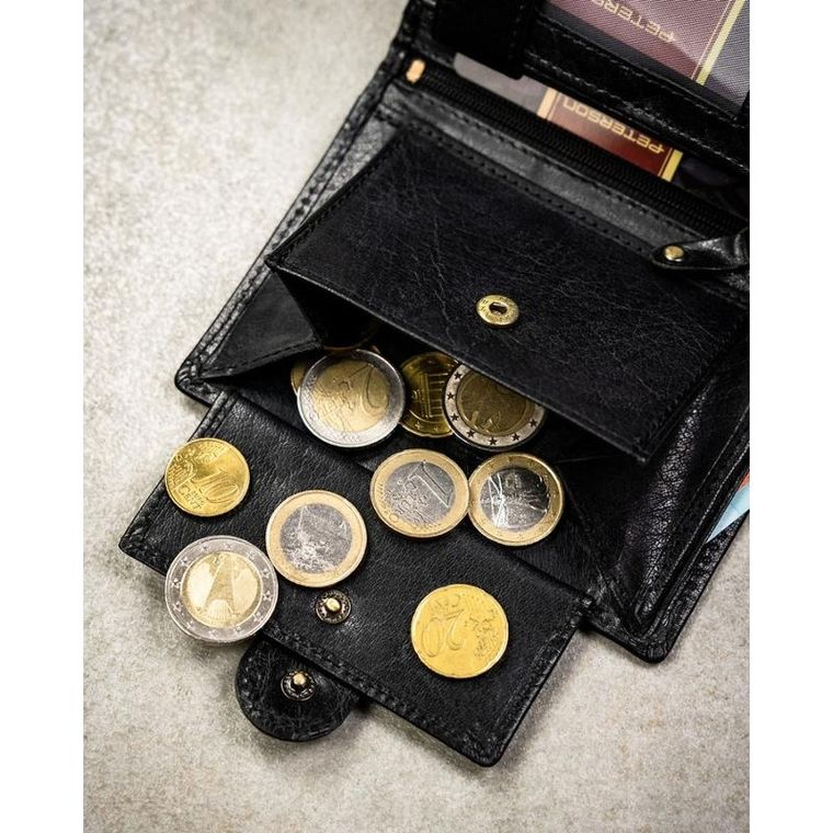 Portfel, czarny, skórzany, Peterson