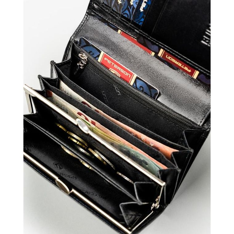 Portfel, czarny, skórzany, Peterson