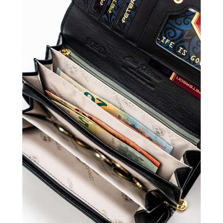 Portfel, czarny, skórzany, Peterson