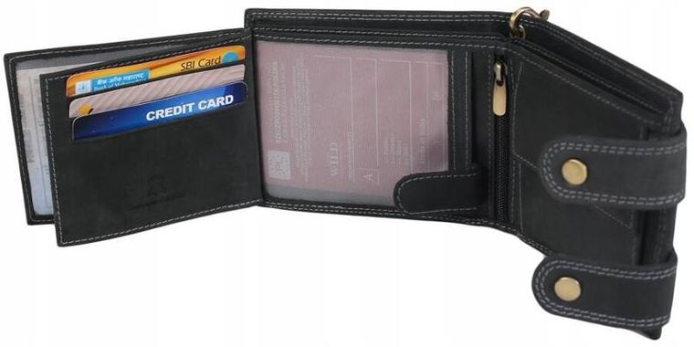 Portfel, czarny, skórzany, RFID, Always Wild