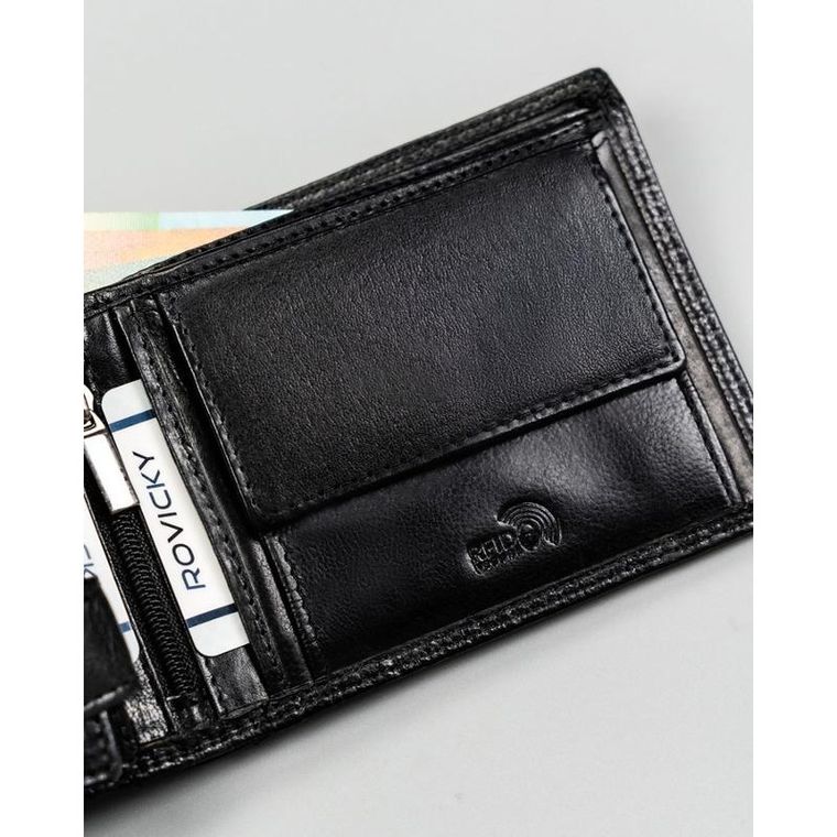 Portfel, czarny, skórzany, RFID, Loren