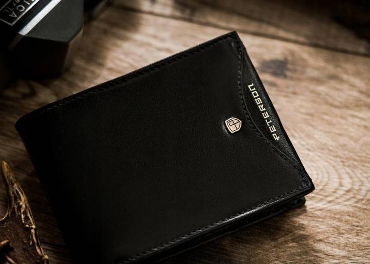 Portfel, czarny, skórzany, RFID, Peterson