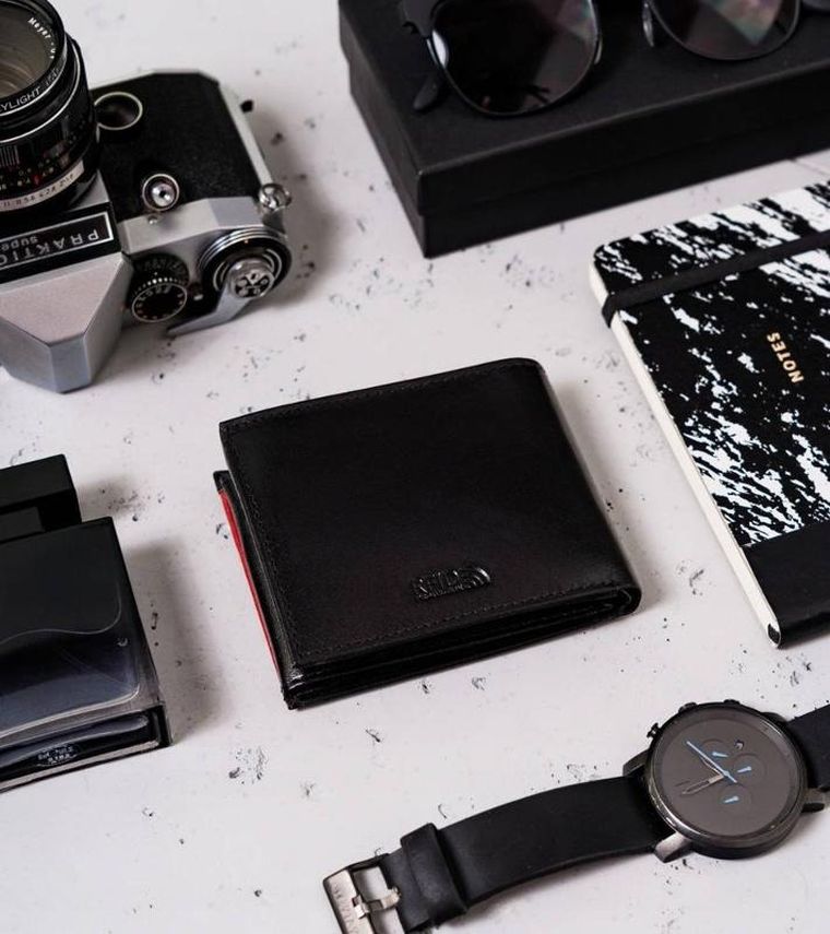 Portfel, czarny, skórzany, RFID, Peterson