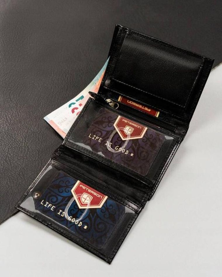 Portfel, czarny, skórzany, RFID, Peterson