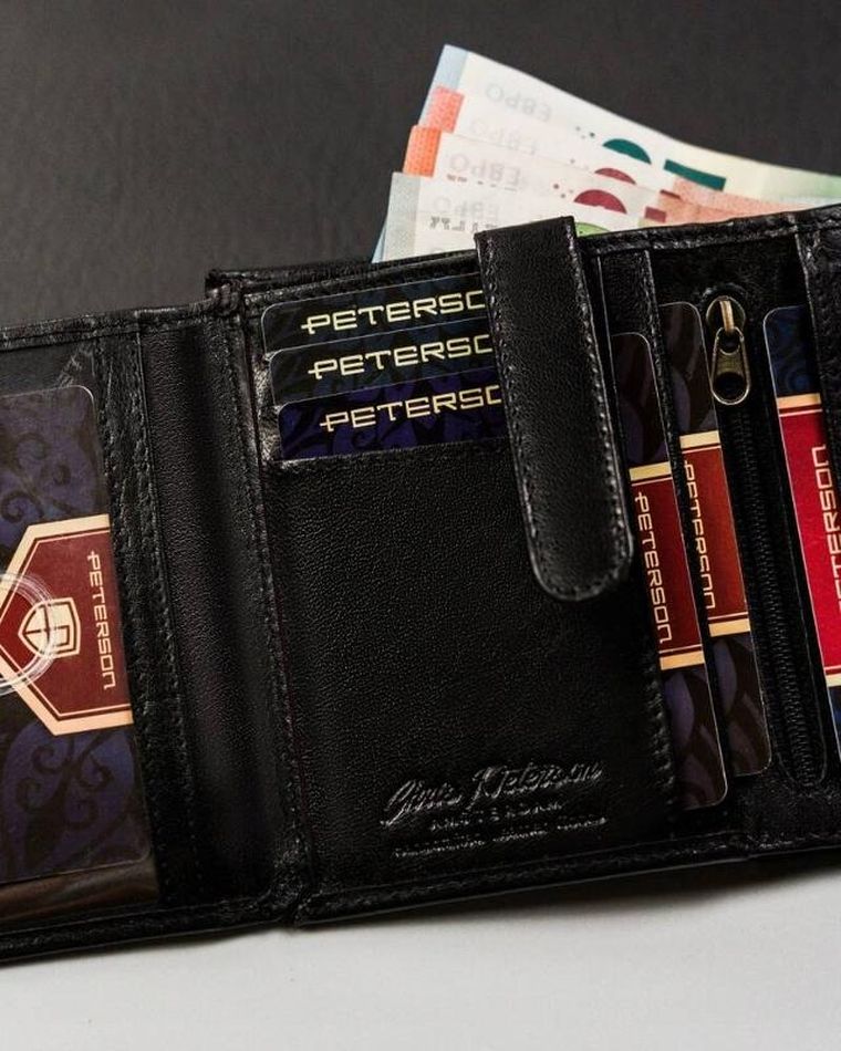 Portfel, czarny, skórzany, RFID, Peterson