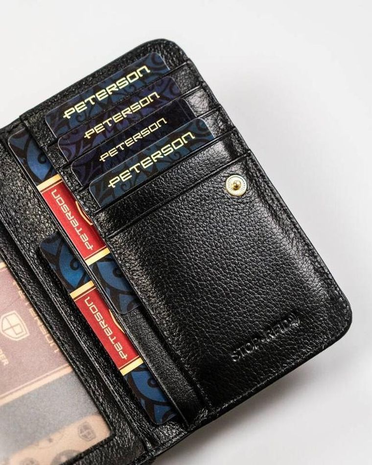 Portfel, czarny, skórzany, RFID, Peterson