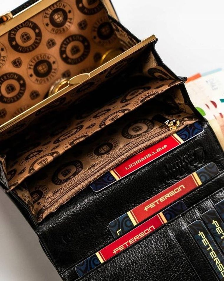 Portfel, czarny, skórzany, RFID, Peterson