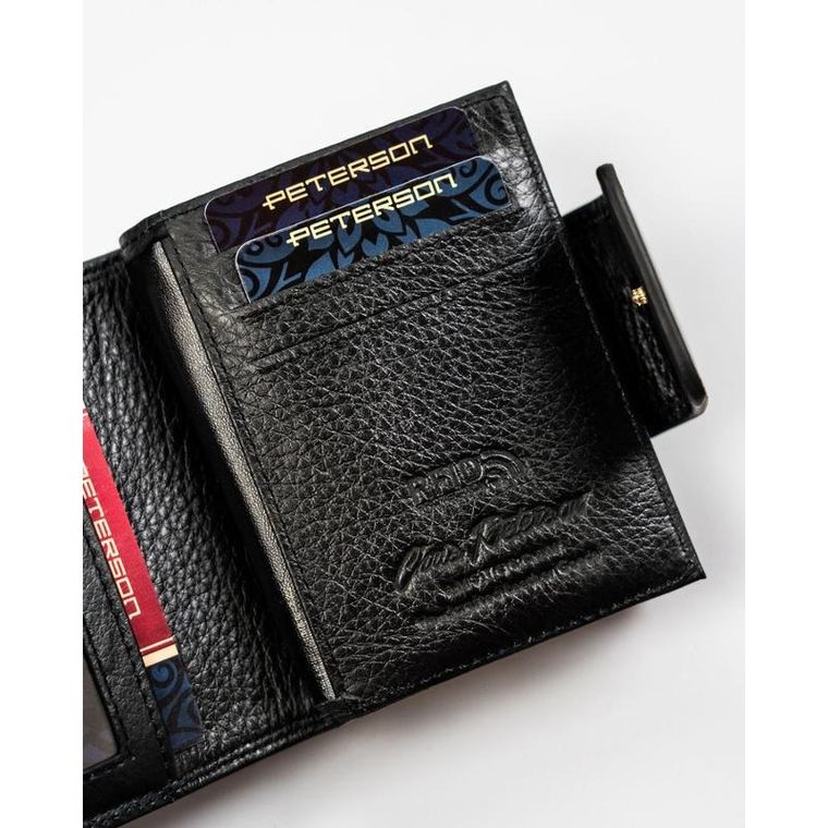 Portfel, czarny, skórzany, RFID, Peterson