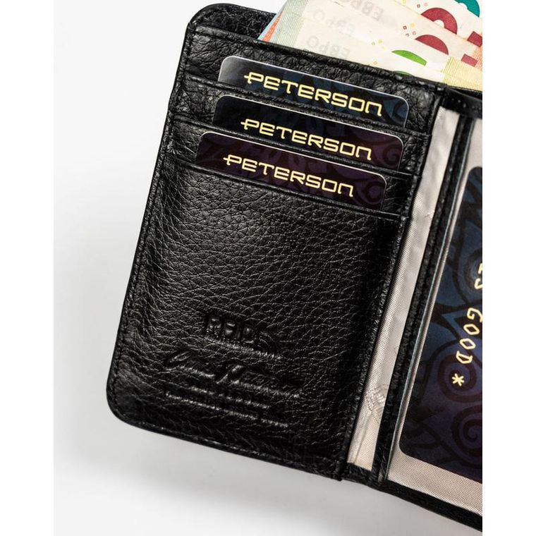 Portfel, czarny, skórzany, RFID, Peterson