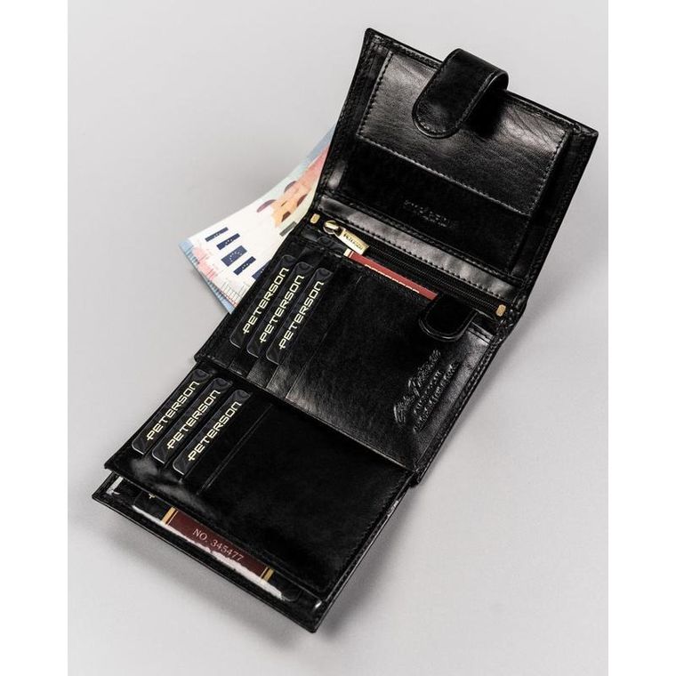 Portfel, czarny, skórzany, RFID, Peterson