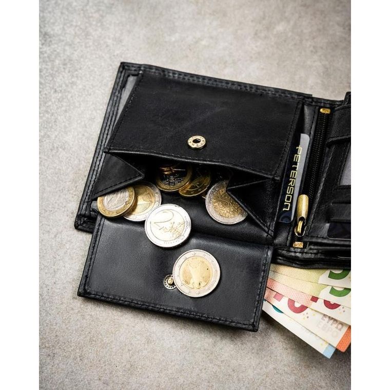 Portfel, czarny, skórzany, RFID, Peterson