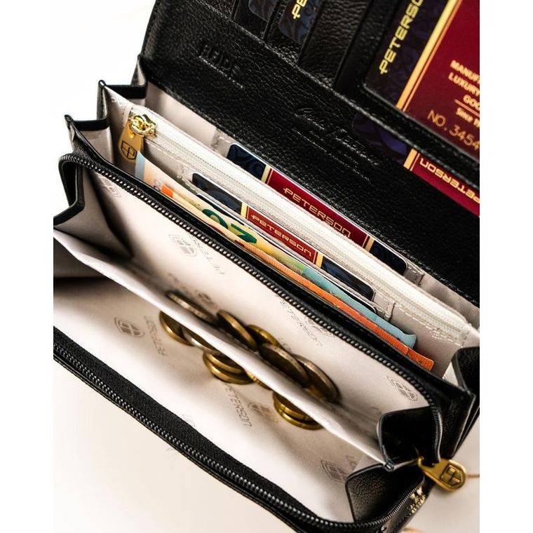 Portfel, czarny, skórzany, RFID, Peterson