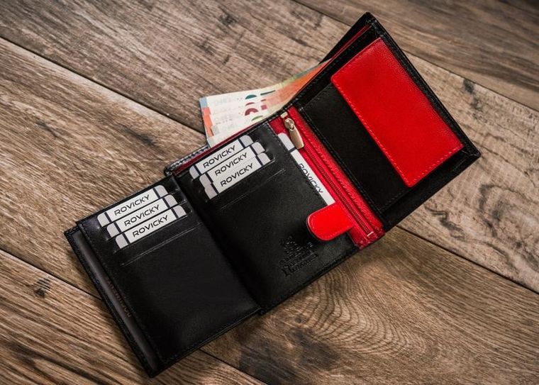 Portfel, czarny, skórzany, RFID, Rovicky