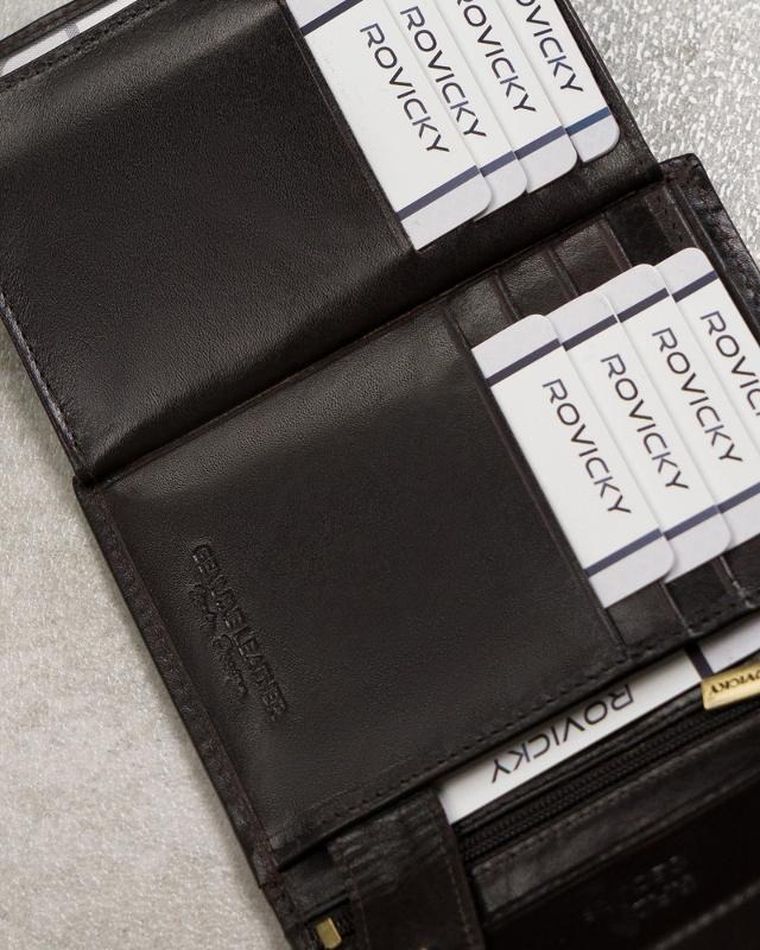 Portfel, czarny, skórzany, RFID, Rovicky