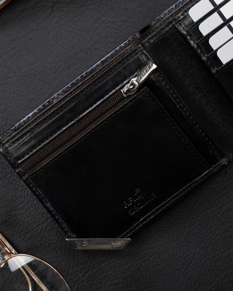 Portfel, czarny, skórzany, RFID, Rovicky