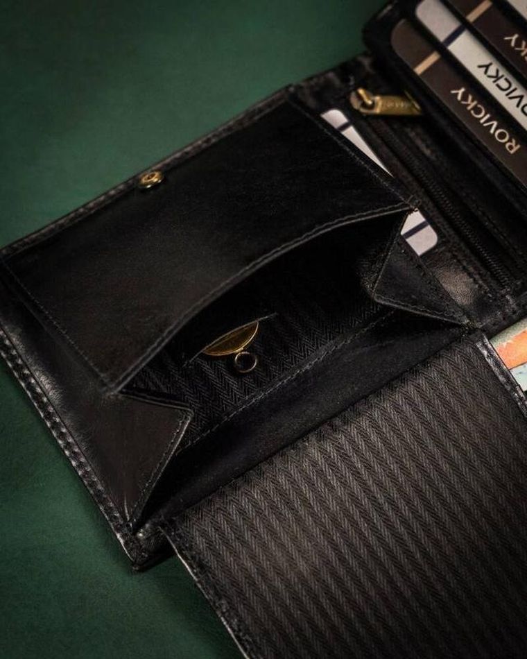 Portfel, czarny, skórzany, RFID, Rovicky