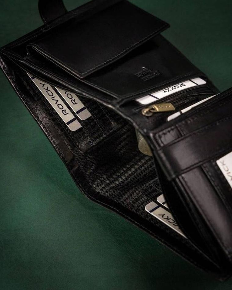 Portfel, czarny, skórzany, RFID, Rovicky