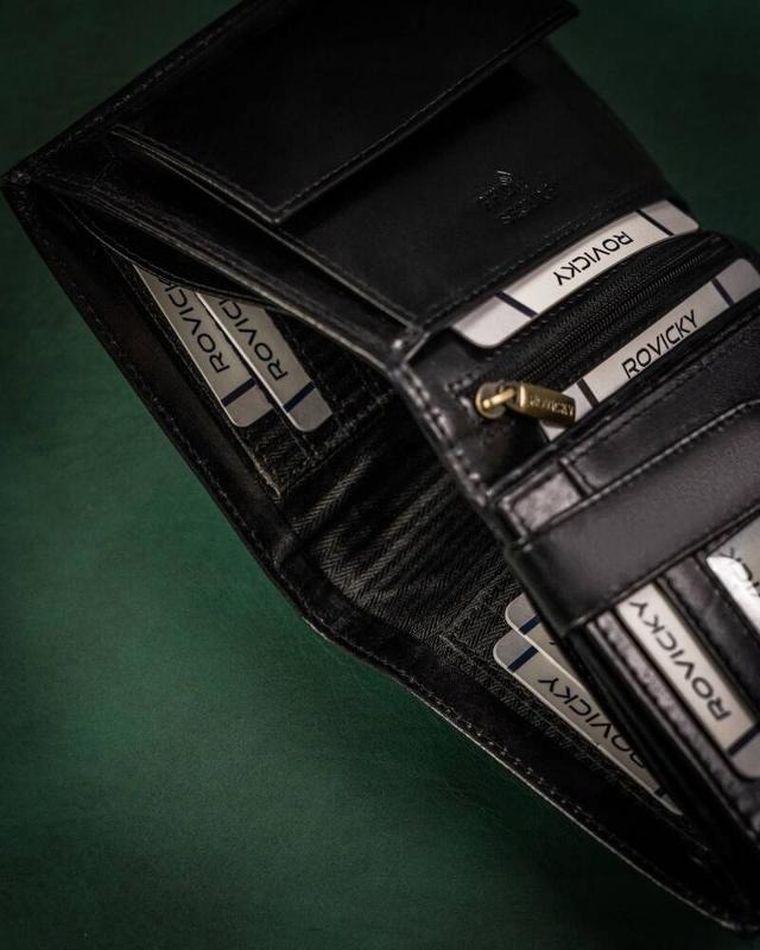 Portfel, czarny, skórzany, RFID, Rovicky