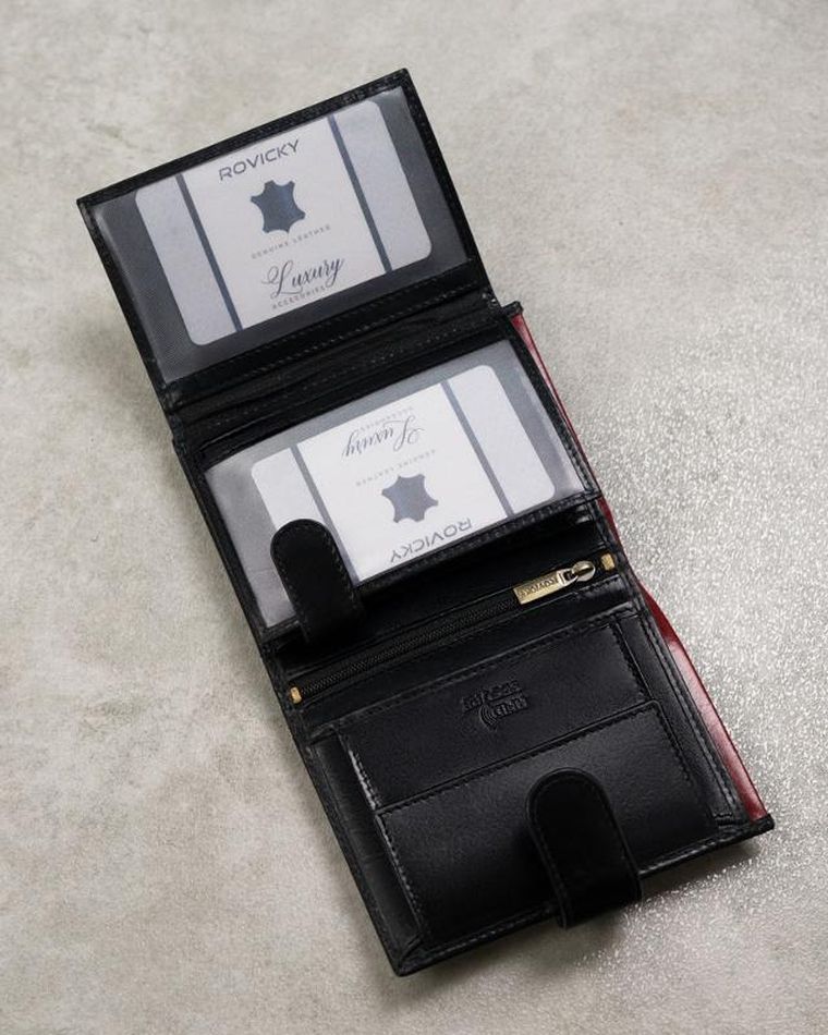 Portfel, czarny, skórzany, RFID, Rovicky