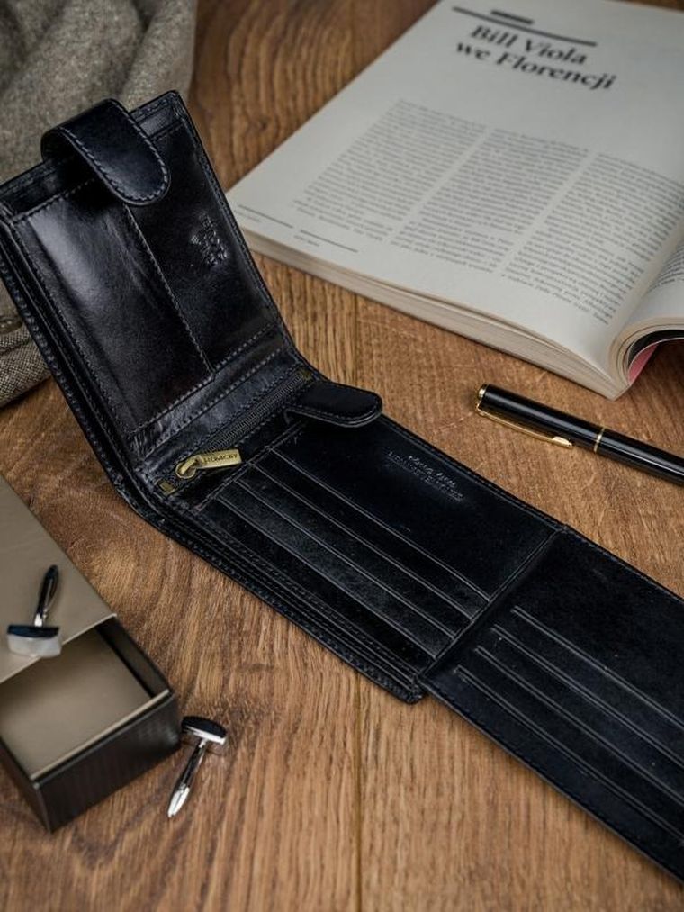 Portfel, czarny, skórzany, RFID, Rovicky