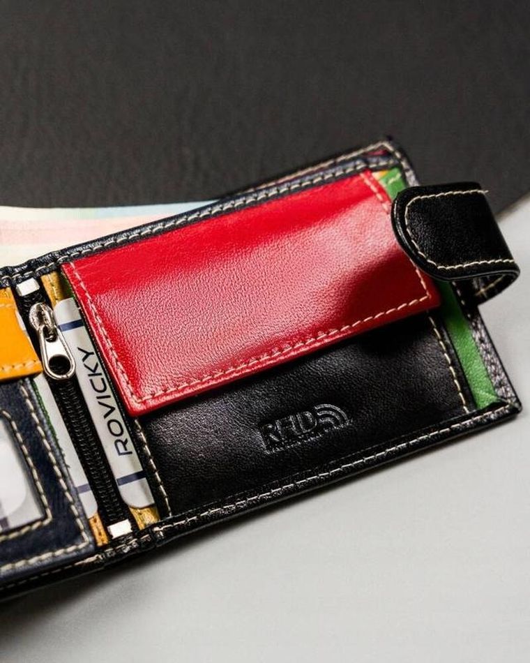 Portfel, czarny, skórzany, RFID, Rovicky