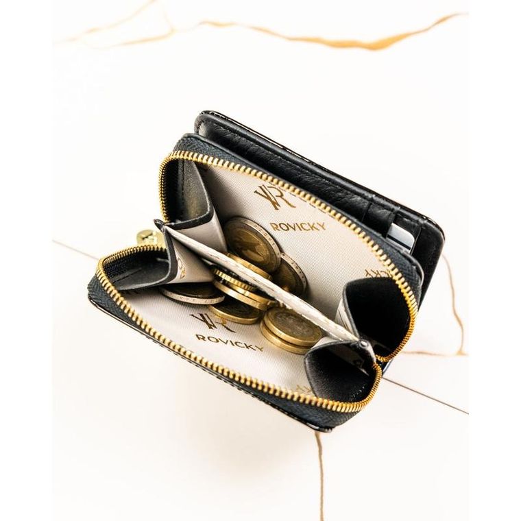 Portfel, czarny, skórzany, RFID, Rovicky