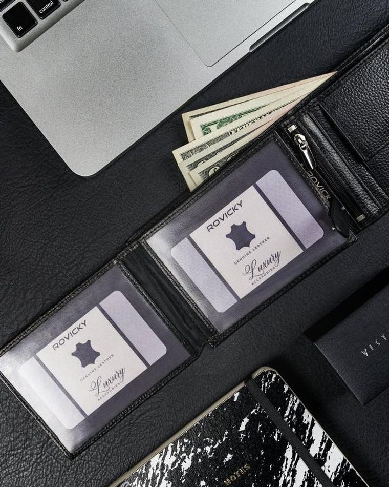 Portfel, czarny, skórzany, Ronaldo