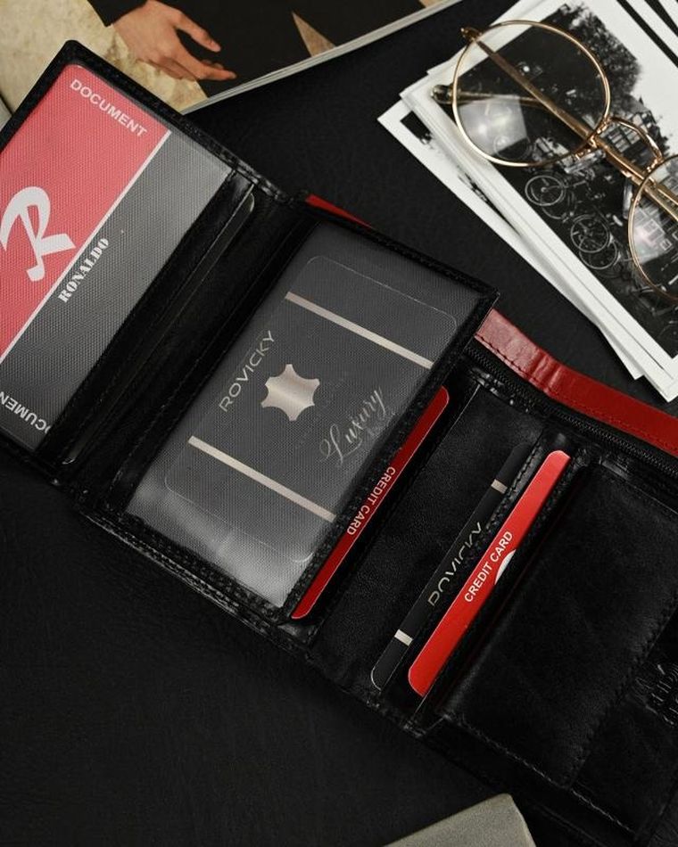 Portfel, czarny, skórzany, Ronaldo