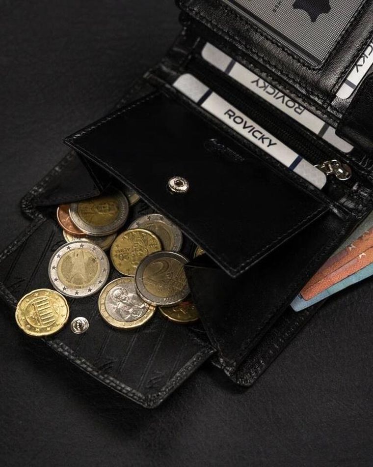 Portfel, czarny, skórzany, Rovicky