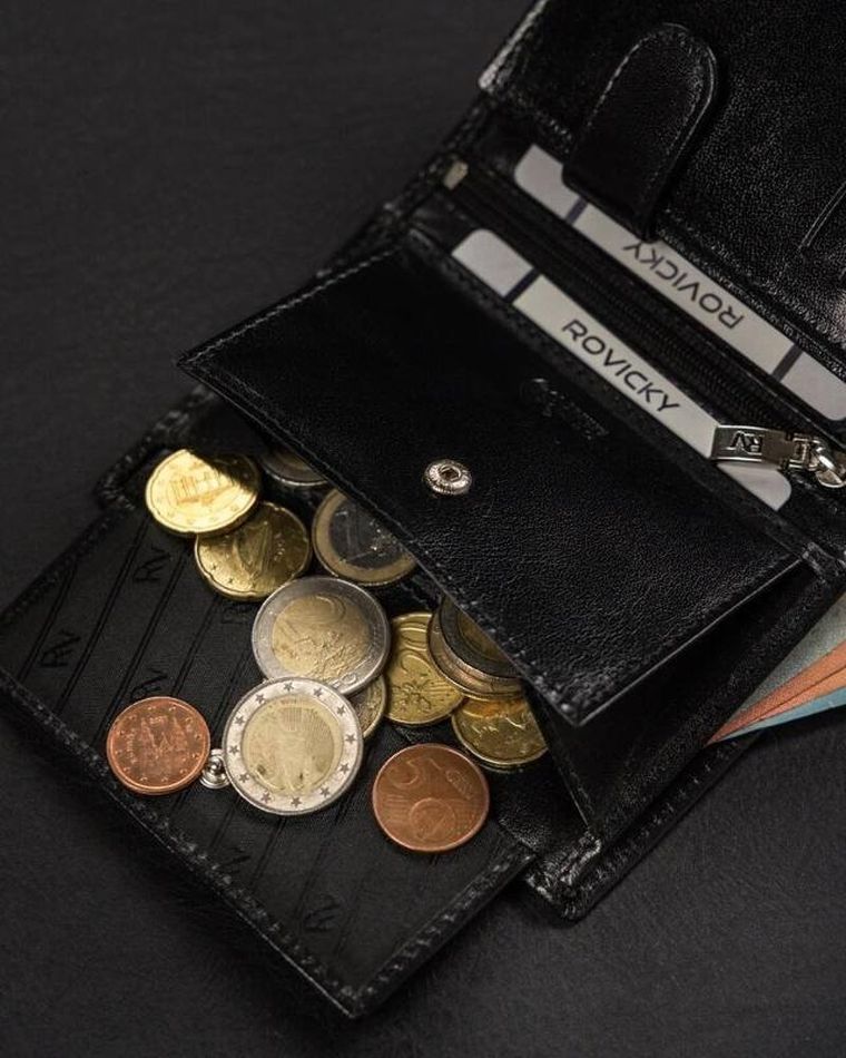 Portfel, czarny, skórzany, Rovicky