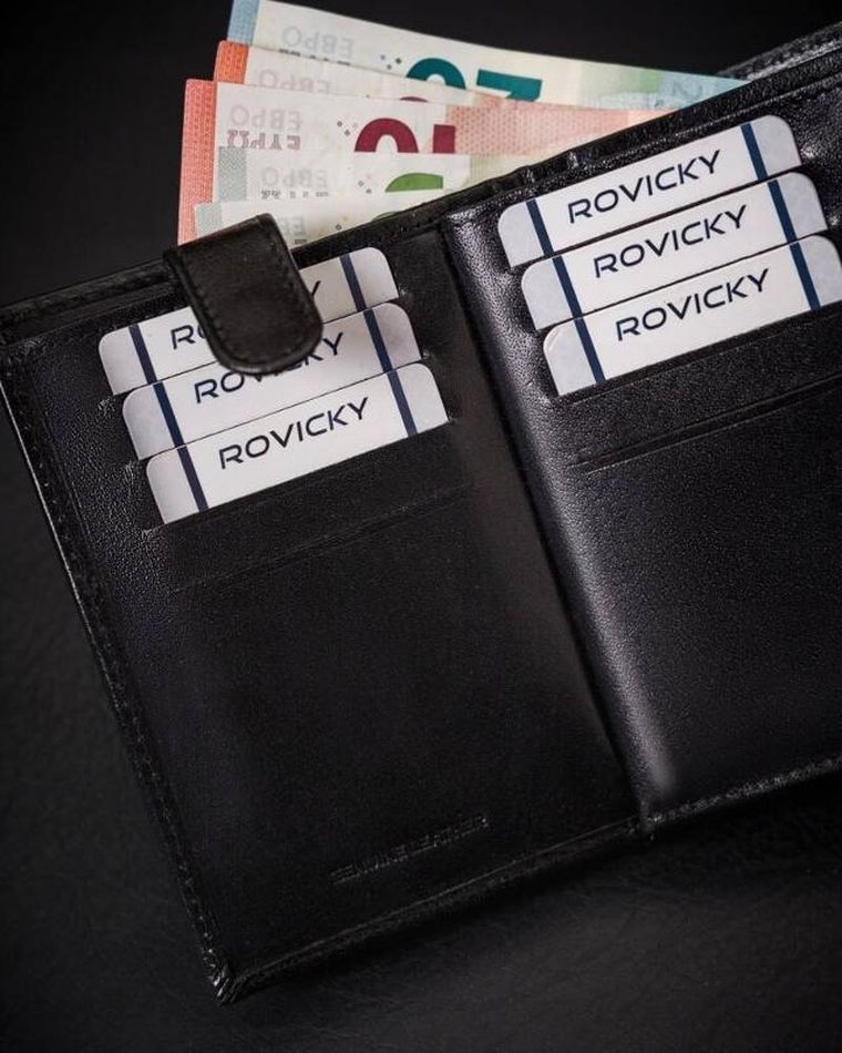 Portfel, czarny, skórzany, Rovicky
