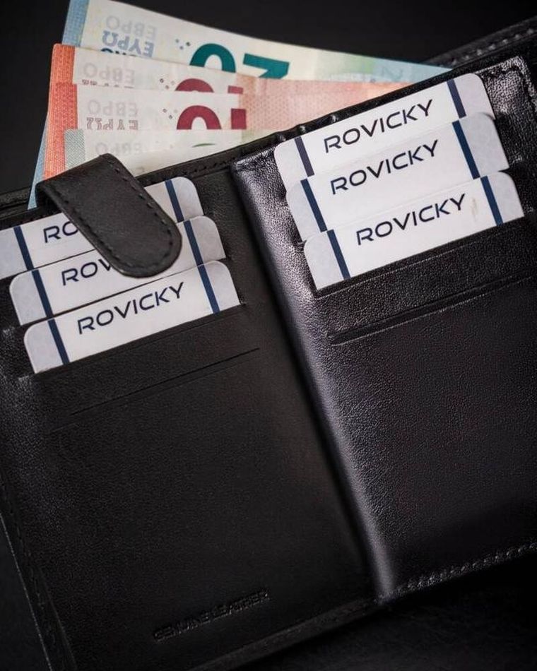Portfel, czarny, skórzany, Rovicky