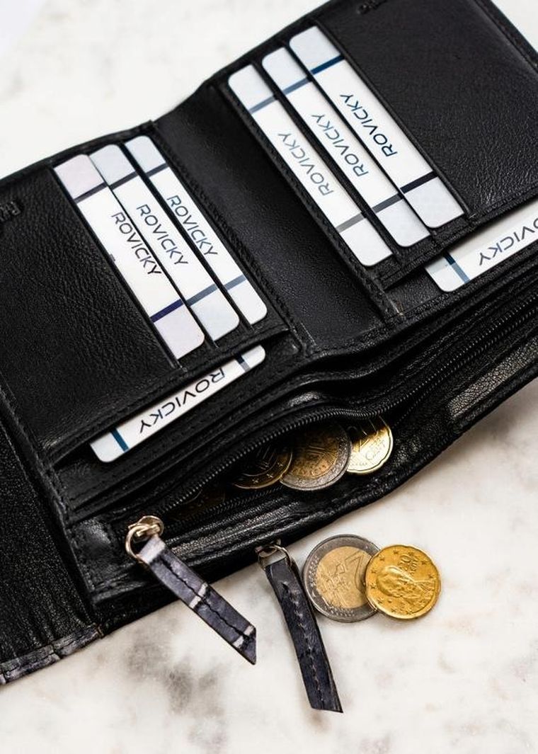 Portfel, czarny, skórzany, Rovicky