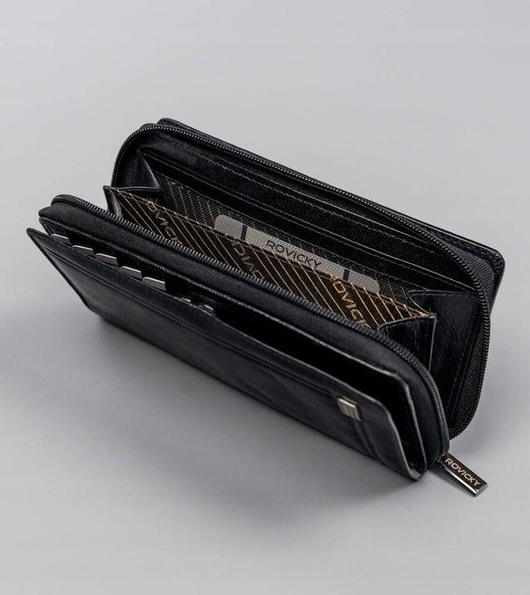 Portfel, czarny, skórzany, Rovicky