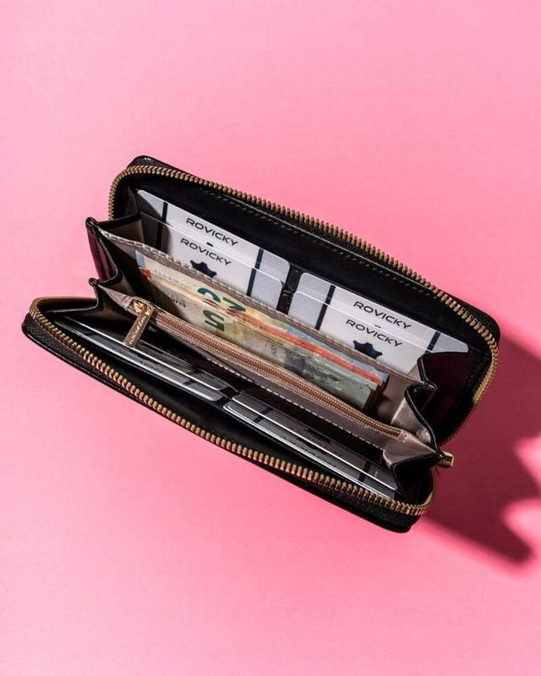 Portfel, czarny, skórzany, Rovicky