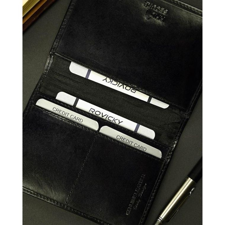Portfel, czarny, skórzany, Rovicky