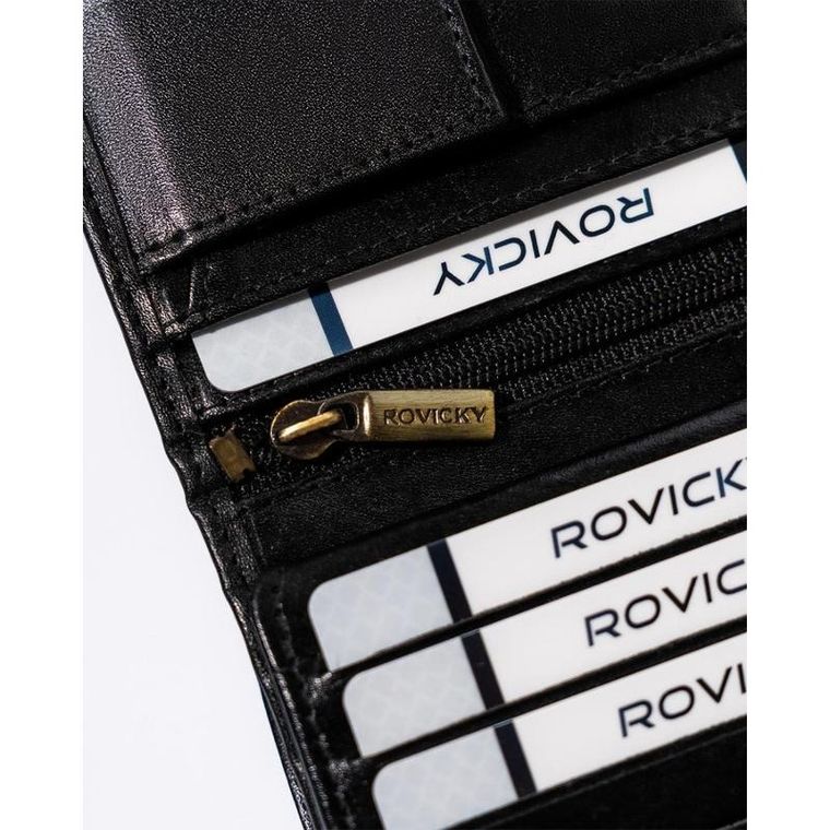 Portfel, czarny, skórzany, Rovicky
