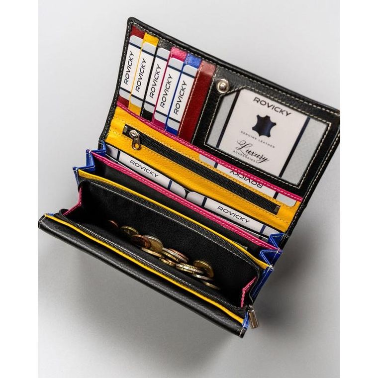 Portfel, czarny, skórzany, Rovicky