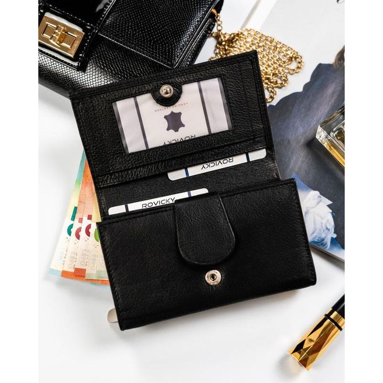 Portfel, czarny, skórzany, Rovicky