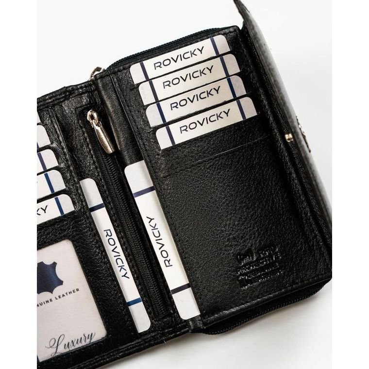 Portfel, czarny, skórzany, Rovicky