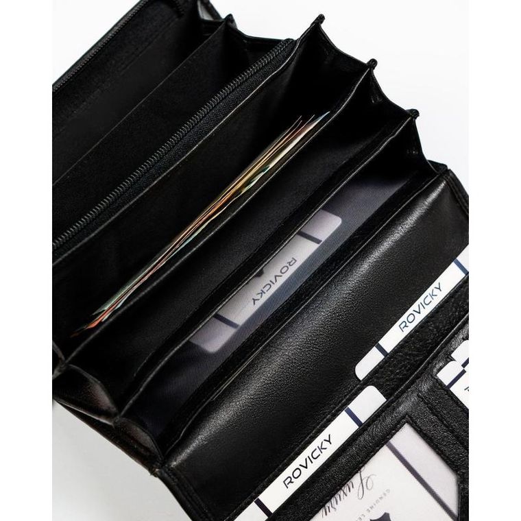 Portfel, czarny, skórzany, Rovicky